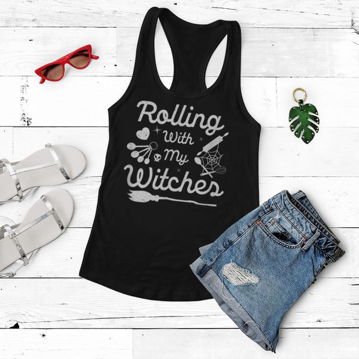 Funny Halloween Baker Cooking Witch Rolling With My Witches Women Flowy Tank