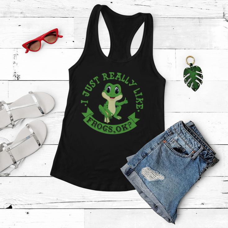 Funny I Just Really Like Frogs Ok Design Women Flowy Tank