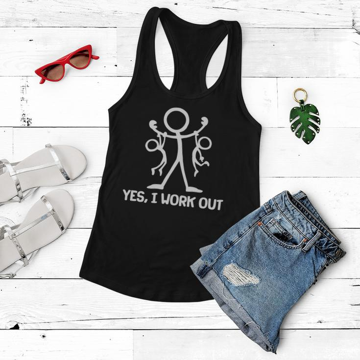 Funny Yes I Work Out Parents And Kids Tshirt Women Flowy Tank