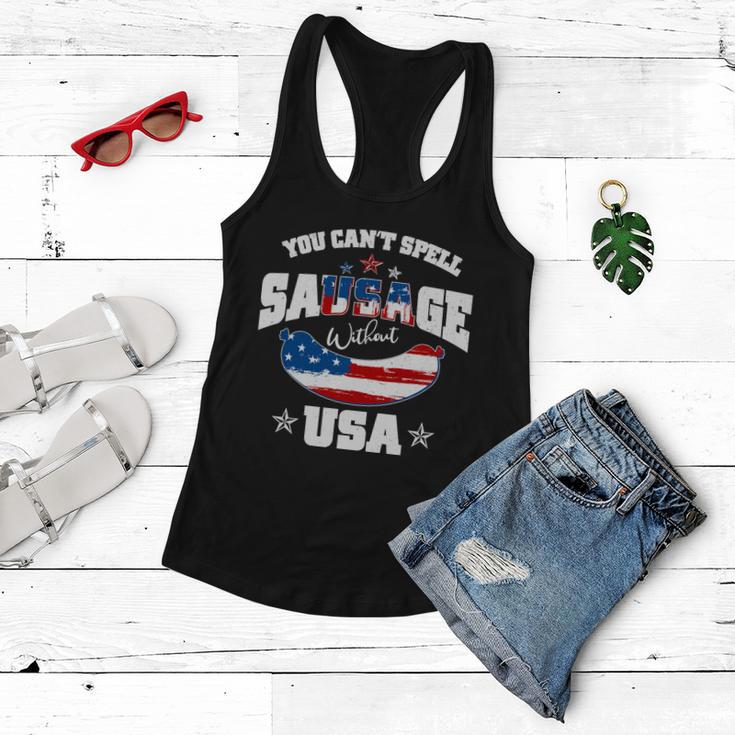 Funny You Cant Spell Sausage Without Usa Women Flowy Tank