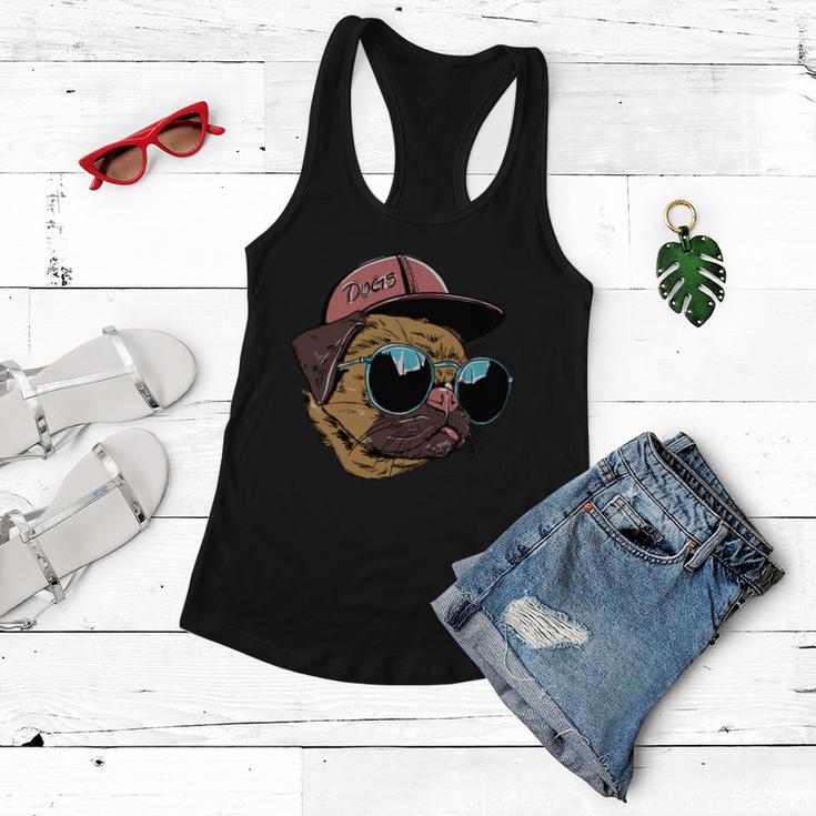 Gangster Pug Dog Hipster Cool Shades Women Flowy Tank