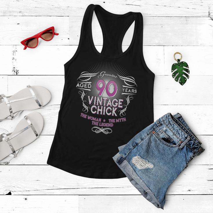 Genuine Aged 90 Years Vintage Chick 90Th Birthday Tshirt Women Flowy Tank