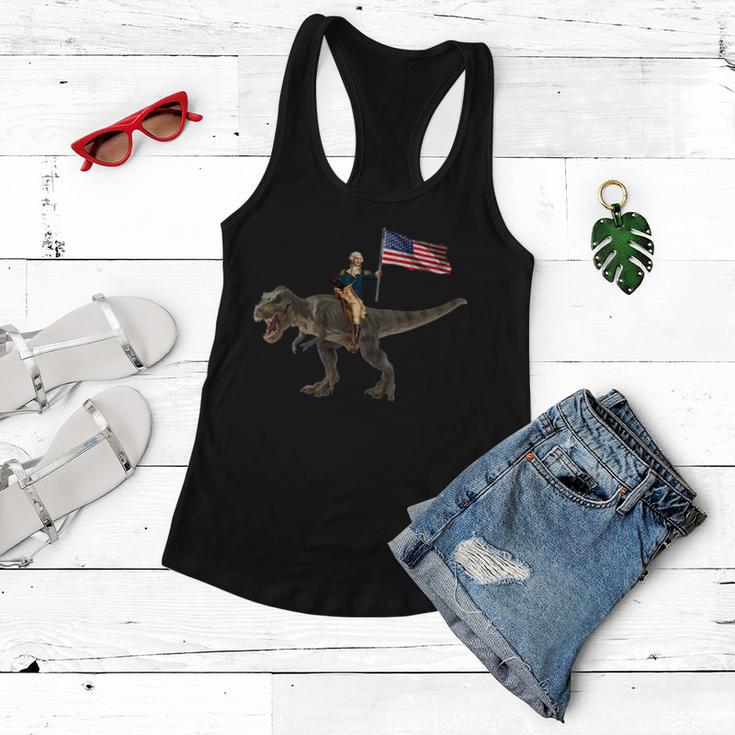 George Washington On A Dinosaur Women Flowy Tank