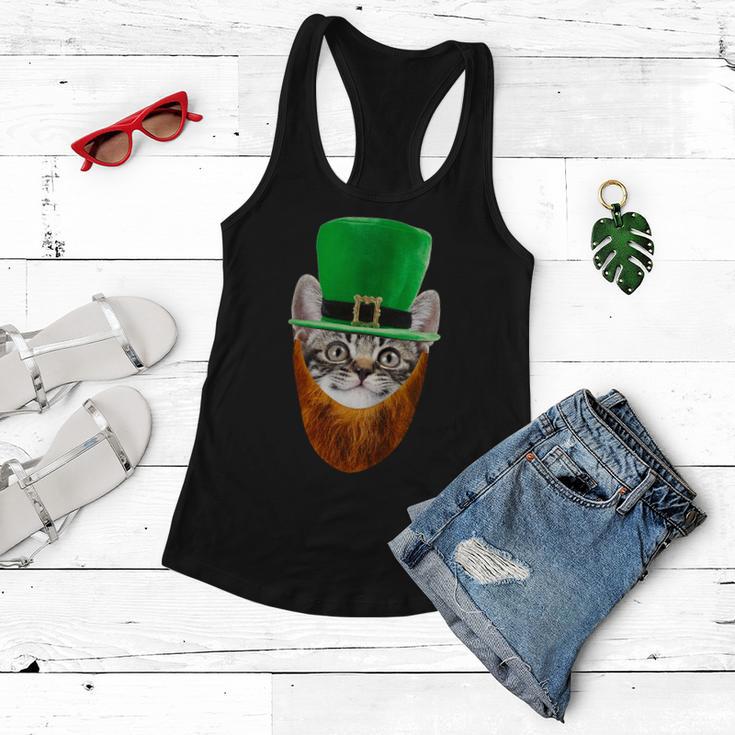 Happy St Catricks Day Funny Cat Ginger Beard St Patricks Day Tshirt Women Flowy Tank