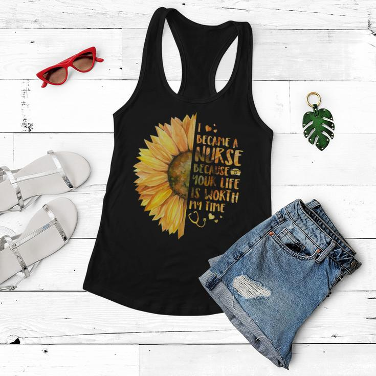 I Became A Nurse Because Your Life Is Worth My Time V2 Women Flowy Tank