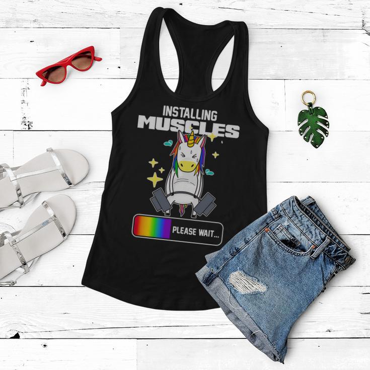 Installing Muscles Unicorn Lifting Women Flowy Tank