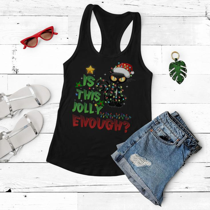Is This Jolly Enough Black Cat Merry Christmas Cat Halloween Women Flowy Tank