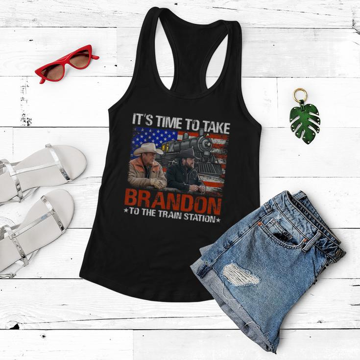 Its Time To Take Brandon To The Train Station America Flag Tshirt Women Flowy Tank