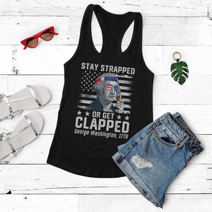 July George Washington 1776 Tee Stay Strapped Or Get Clapped Women Flowy Tank