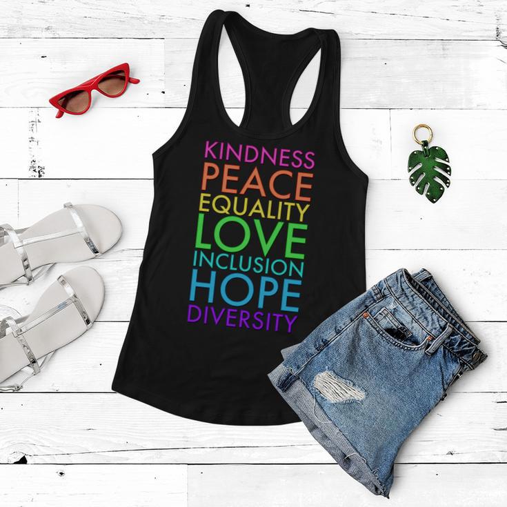 Kindness Peace Equality Love Hope Diversity Women Flowy Tank