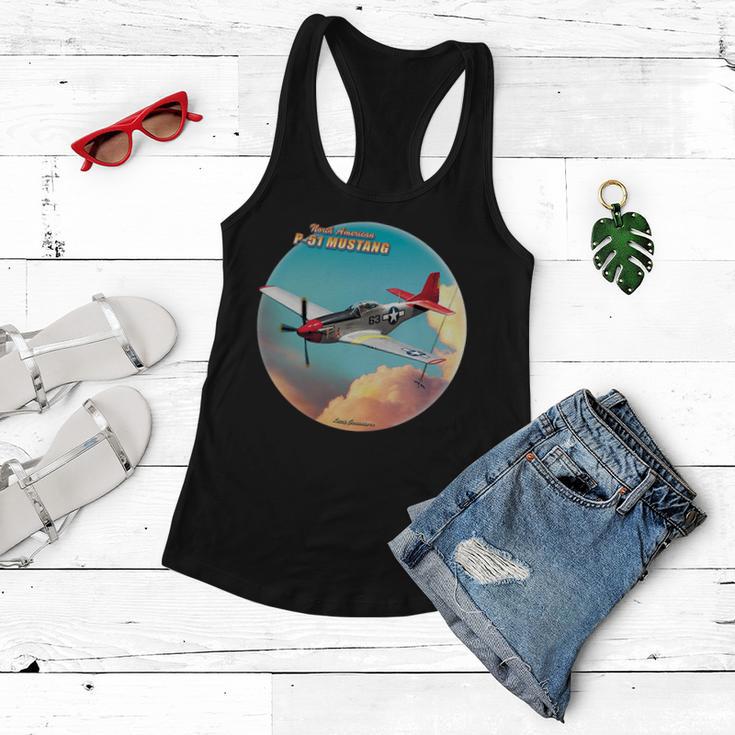 Larry Grossman - P-51 Mustang Plane Tshirt Women Flowy Tank