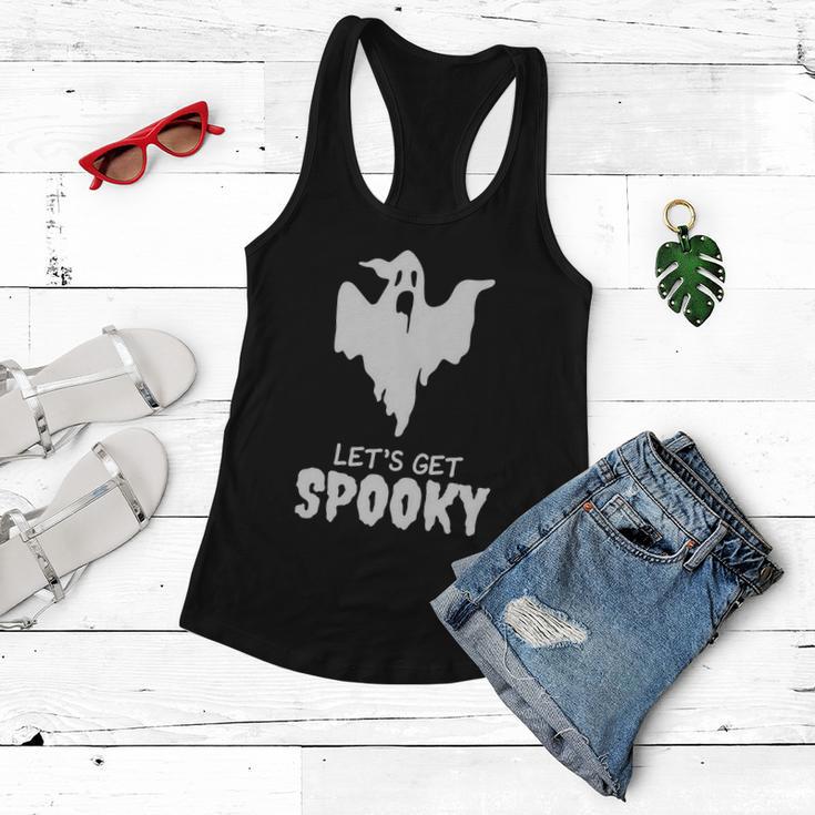 Lets Get Spooky Ghost Boo Halloween Quote Women Flowy Tank