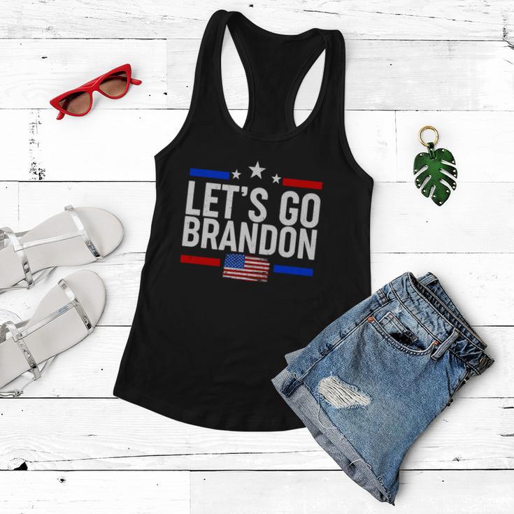 Lets Go Brandon Distress Usa Flag Fjb Chant Tshirt Women Flowy Tank