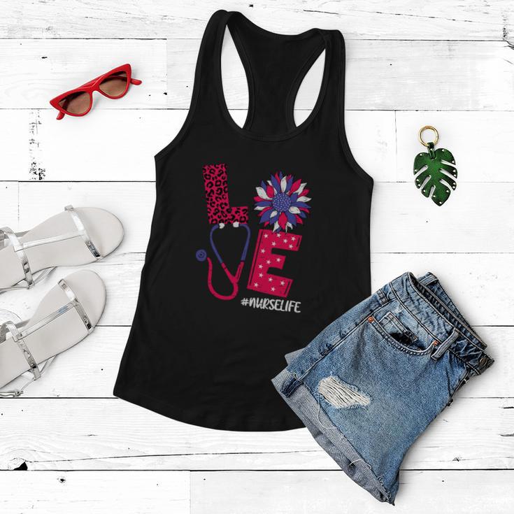 Love Heart Stethoscope Nurse Life Funny 4Th Of July Women Flowy Tank