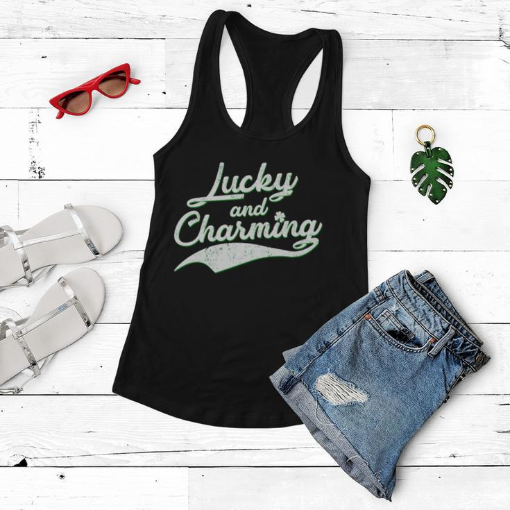Lucky And Charming St Patricks Day Graphic Design Printed Casual Daily Basic Women Flowy Tank