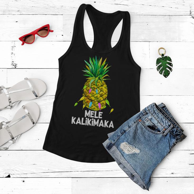 Mele Kalikimaka Pineapple Christmas Lights Women Flowy Tank