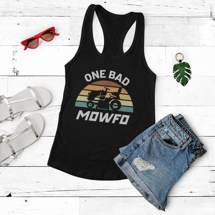 Mens One Bad Mowfo Funny Lawn Care Mowing Gardener Fathers Day Women Flowy Tank