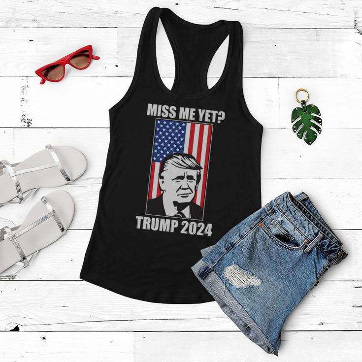 Miss Me Yet Trump 2024 Usa American Flag Tshirt Women Flowy Tank