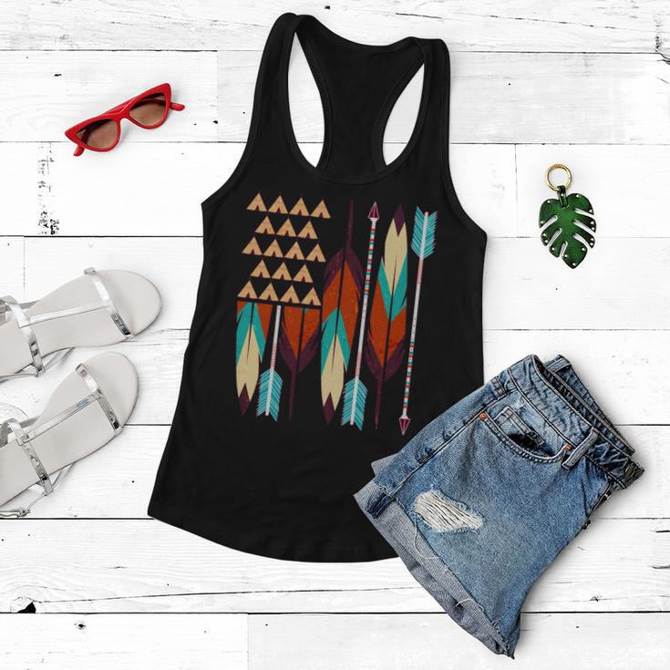 Native American Flag Feathers And Arrows Women Flowy Tank