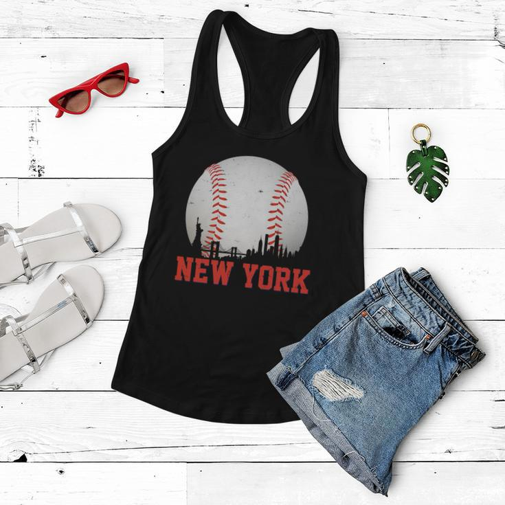 New York Skyline Baseball Sports Fan Women Flowy Tank