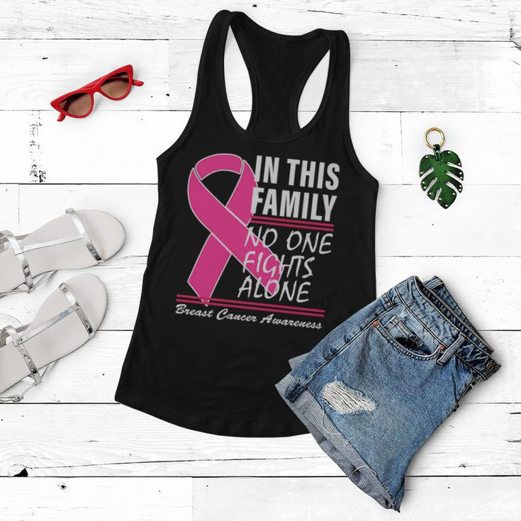 No One Fights Alone Breast Cancer Awareness Ribbon Tshirt Women Flowy Tank