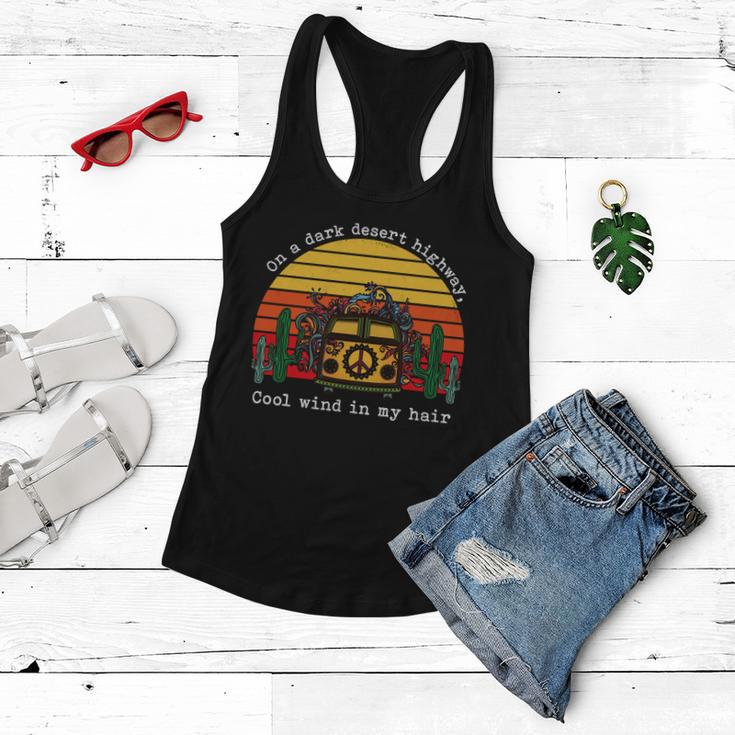 On A Dark Desert Highway Retro Women Flowy Tank