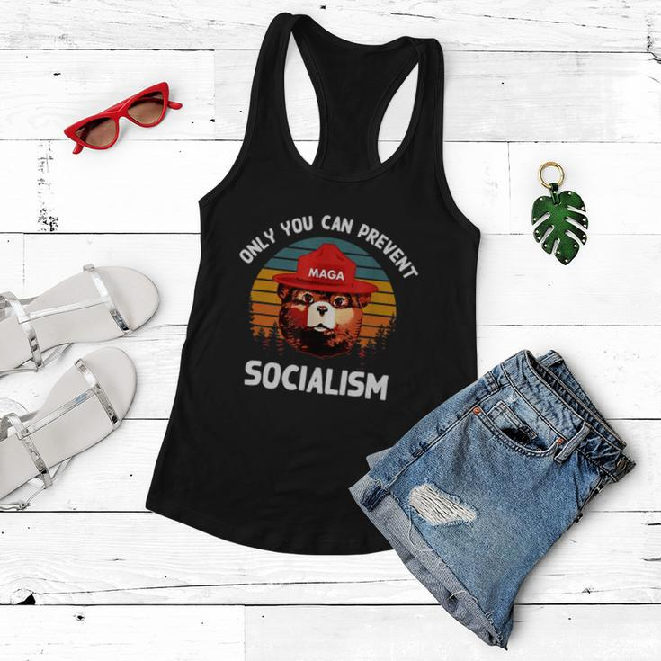 Only You Can Prevent Socialism Maga Bear Republican Tshirt Women Flowy Tank