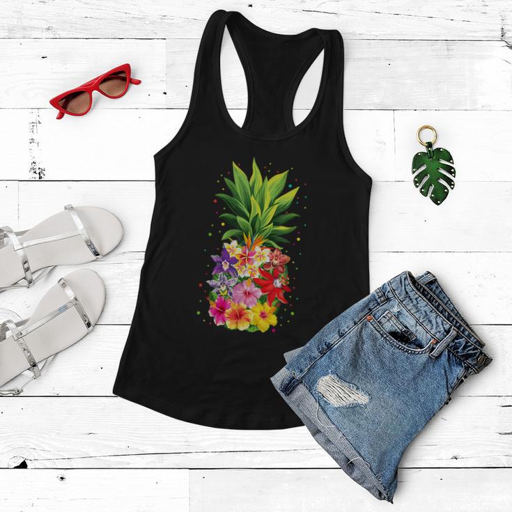 Pineapple Flowers Aloha Hawaii Vintage Hawaiian Floral Women Women Flowy Tank