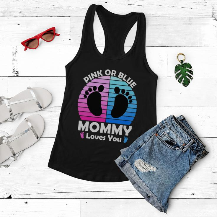 Pregnancy Announcet Mom 2021 Pink Or Blue Mommy Loves You Cool Gift Women Flowy Tank