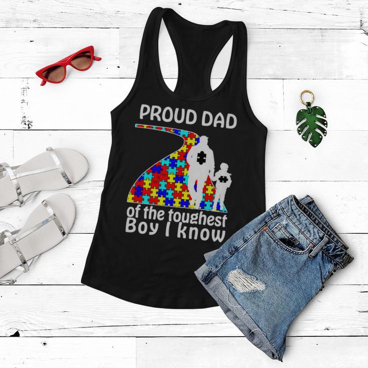 Proud Autism Dad Of The Toughest Boy I Know Tshirt Women Flowy Tank