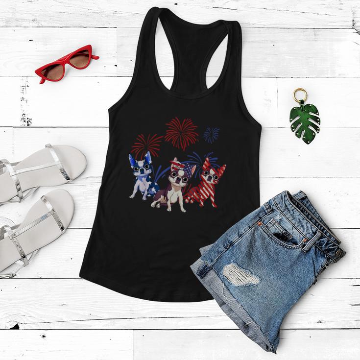 Red White Blue Boston Terrier Usa Flag 4Th Of July Women Flowy Tank