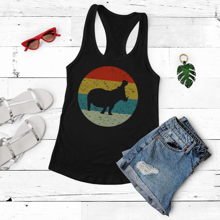 Retro Vintage Hippopotamus V2 Women Flowy Tank