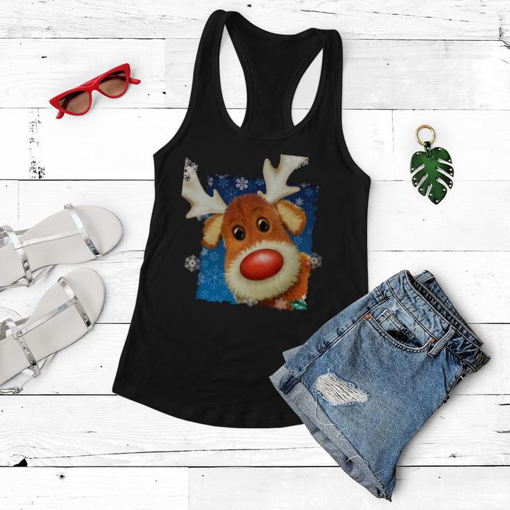 Rudolph Red Nose - Reindeer Closeup Christmas Tshirt Women Flowy Tank