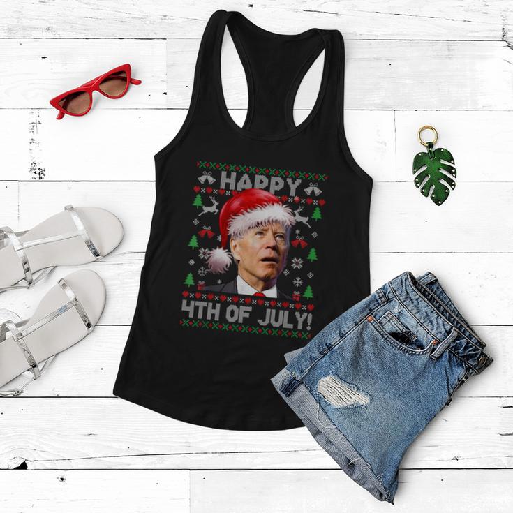 Santa Joe Biden Happy 4Th Of July Ugly Christmas Sweater Women Flowy Tank