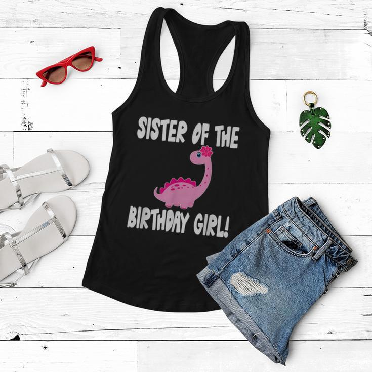 Sister Of The Birthday Girl Dinosaur Matching Family Party Women Flowy Tank