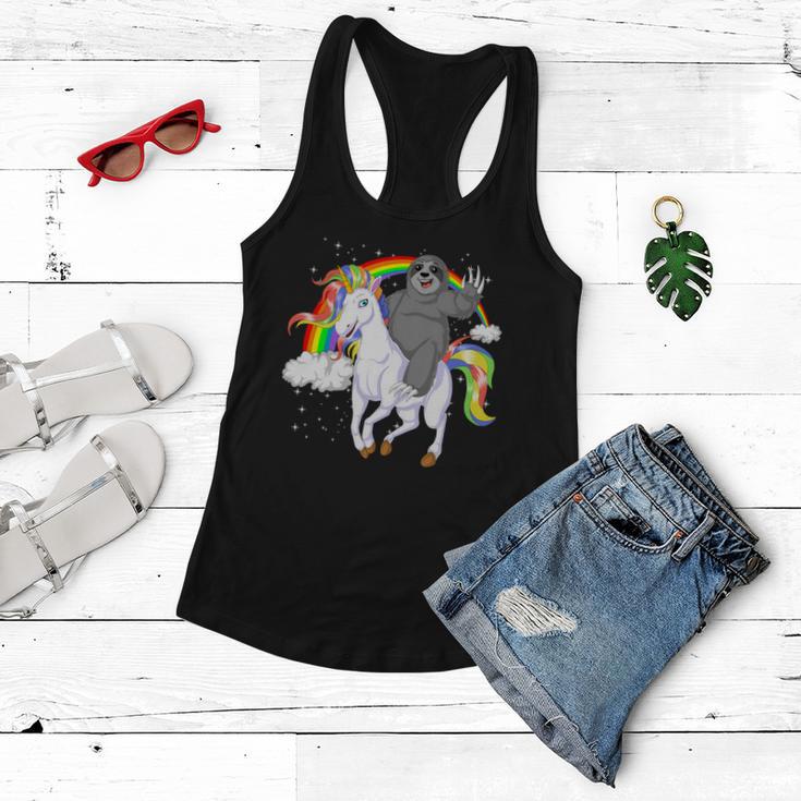 Sloth Riding Unicorn V2 Women Flowy Tank