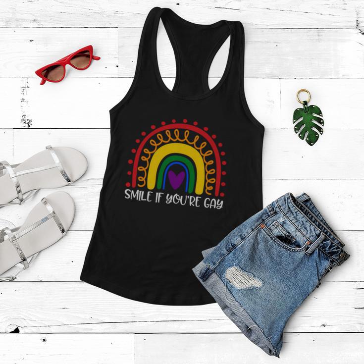 Smile If Youre Gay And Lesbian Lgbtq Ally Rainbow You Belong Gift Women Flowy Tank