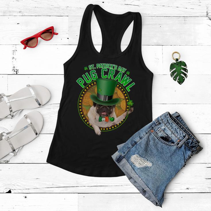 St Patricks Day Pug Crawl Funny Irish Pug Tshirt Women Flowy Tank