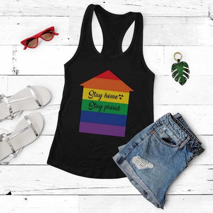 Stay Home Stay Proud Lgbt Gay Pride Lesbian Bisexual Ally Quote Women Flowy Tank