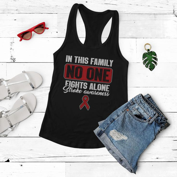 Stroke Awareness Month Family Support No One Fights Alone Gift Women Flowy Tank