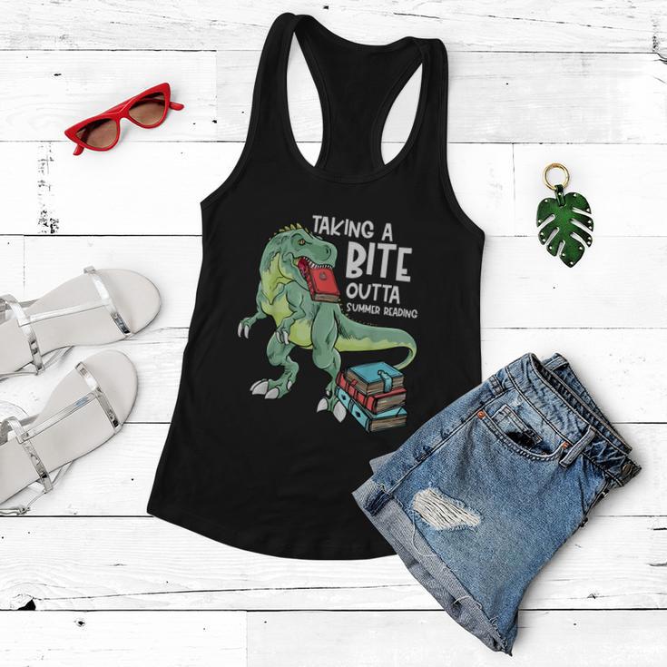 Summer Reading 2022 Oceans Of Possibilities Trex Dinosaur Women Flowy Tank