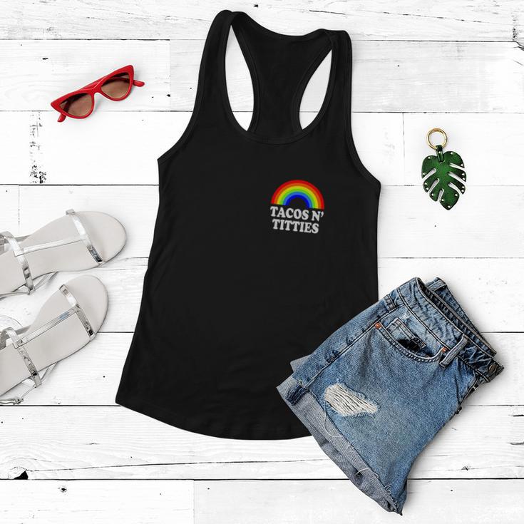 Tacos And Titties Funny Lgbt Gay Pride Lesbian Lgbtq Women Flowy Tank