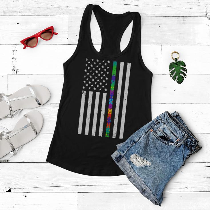 Thin Puzzle Line Autism Flag Women Flowy Tank