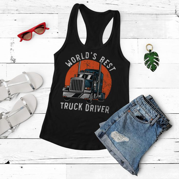 Trucker Worlds Best Truck Driver Trailer Truck Trucker Vehicle Women Flowy Tank