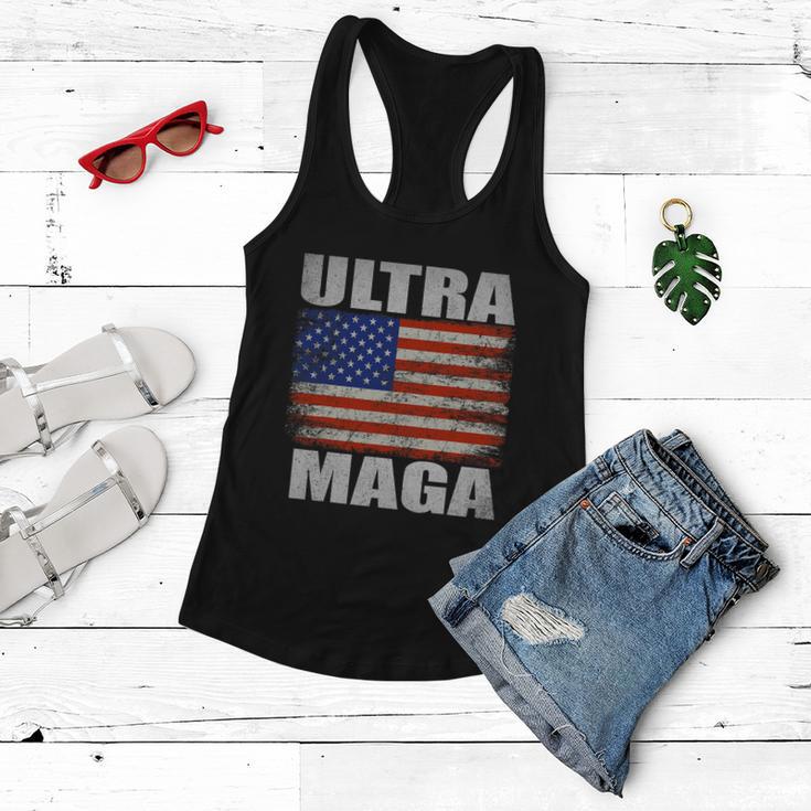 Ultra Maga America Flag Design Women Flowy Tank