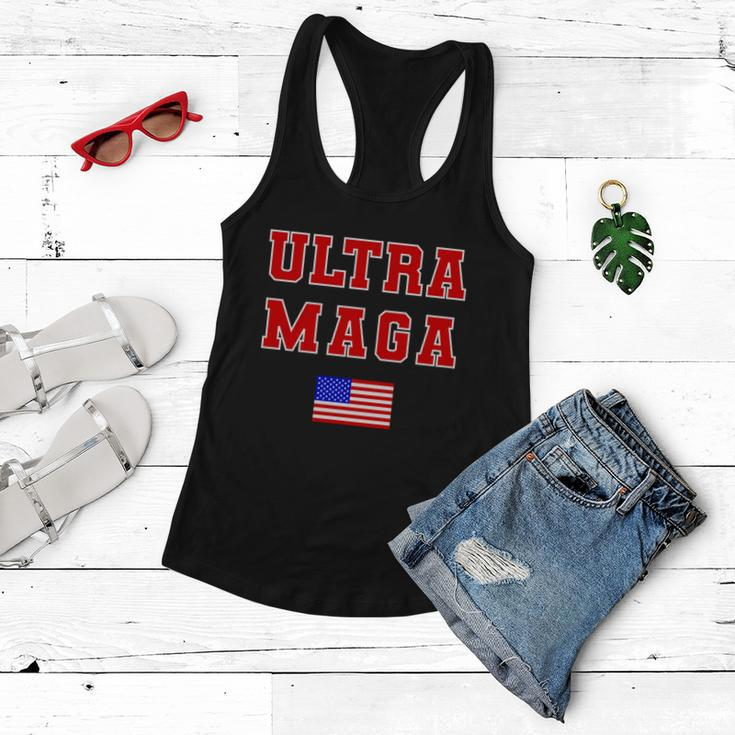 Ultra Maga Varsity Usa United States Flag Logo Tshirt Women Flowy Tank
