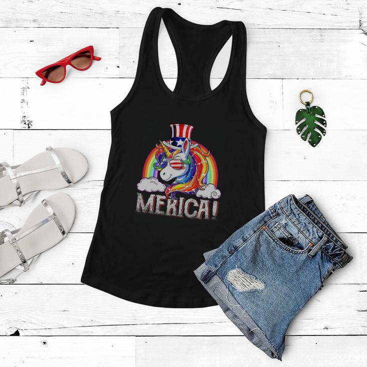 Unicorn 4Th Of July Merica Girl Rainbow Women Flowy Tank