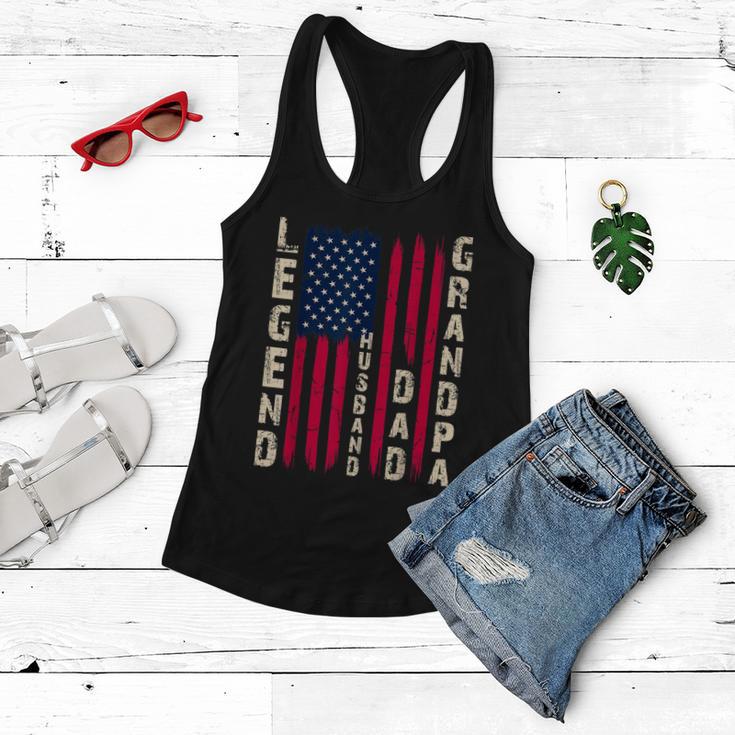 Usa Flag Fathers Day Dad The Legend Husband Dad Grandpa Women Flowy Tank