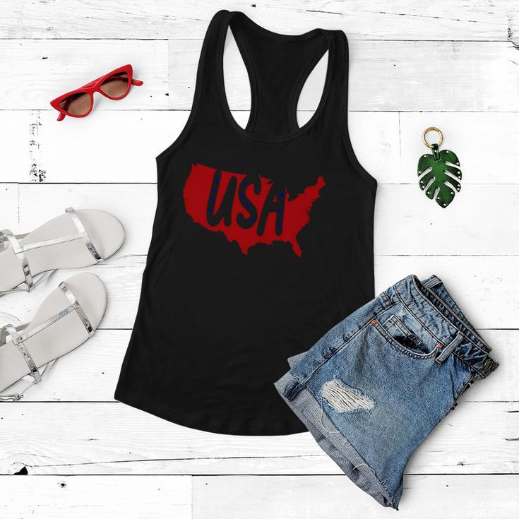 Usa Map Patriotic Celebrate 4Th Of July Women Flowy Tank