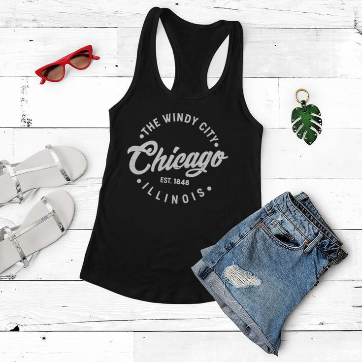 Vintage Chicago The Windy City Illinois Est Women Flowy Tank